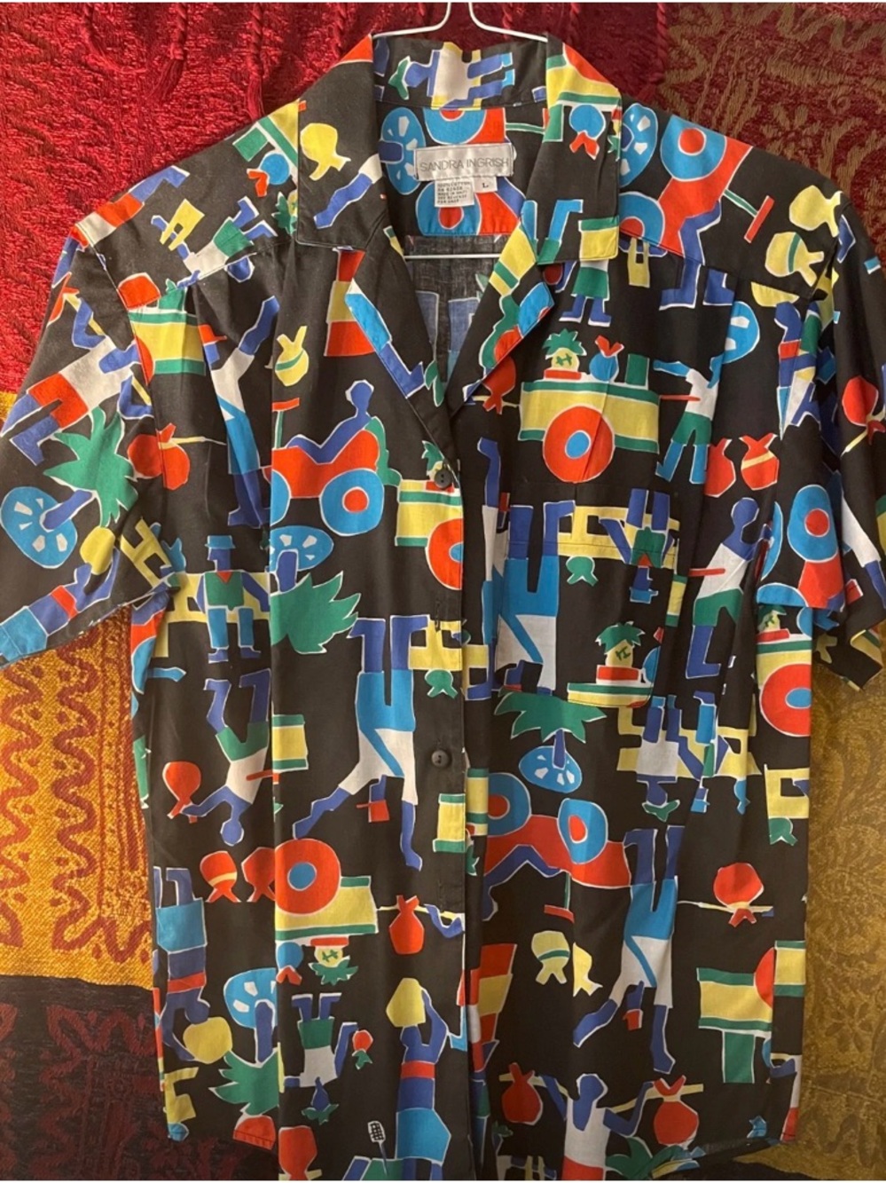 Abstract Multi-Color Button-Up Shirt